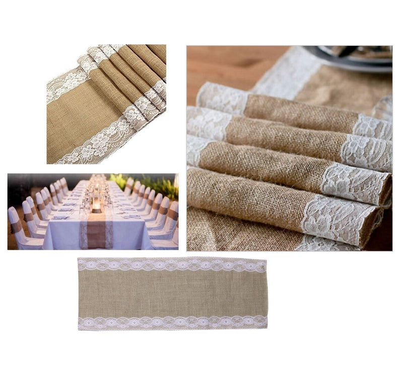 Hessian Lace Table Runner Party Decorations Burlap Rustic Vintage Wild Wedding