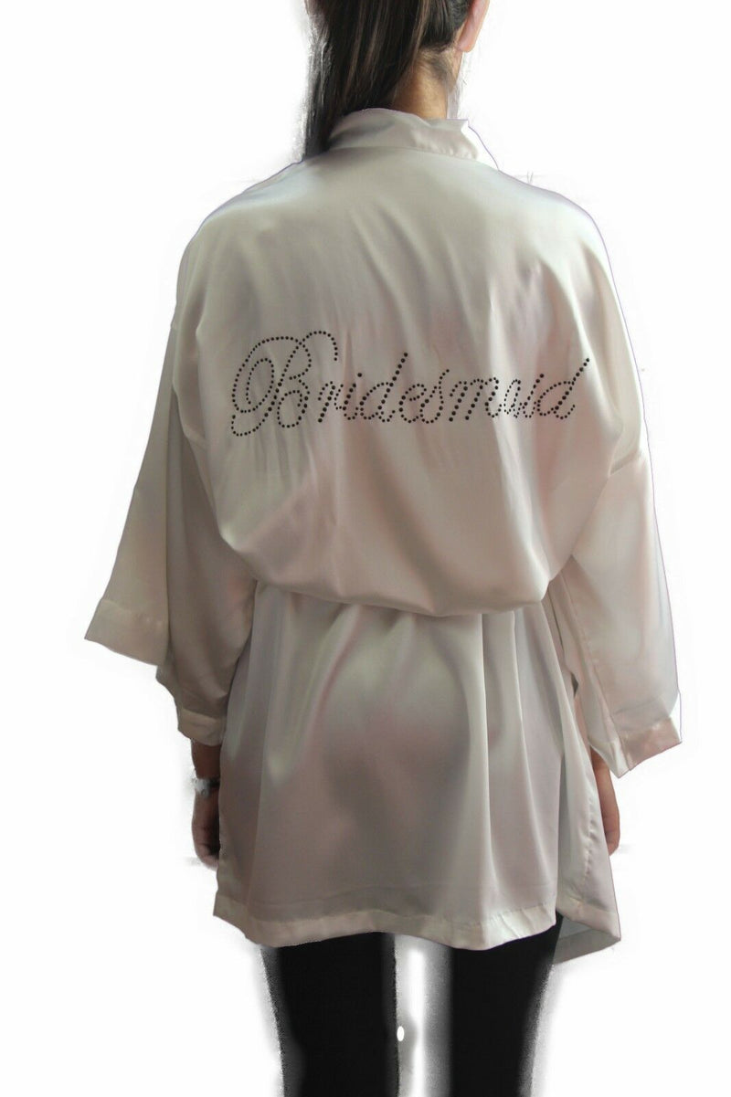 Bride To Be Bridesmaid Gown Robe Satin Dressing Silk Diamante Kimono Bridal