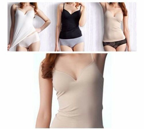 Womens Padded Camisole Top Ladies Singlet Womens Cami White Black Nude S M L