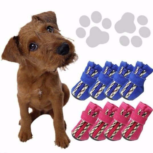 Dog Suede Boots Shoes Booties Soft Paw Protection Socks Pink Blue Black S M L Xl
