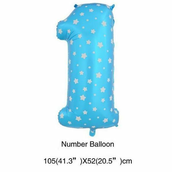 Large 100cm 40" Blue Foil Number Balloon Star Stars Kids Wedding Birthday Party