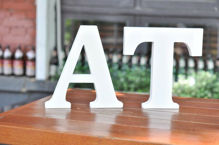 Wooden Letters Small 15cm White Alphabet Wedding Home Birthday - F