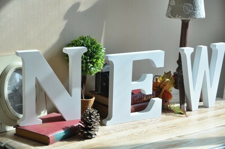Wooden Letters Small 15cm White Alphabet Wedding Home Birthday - R