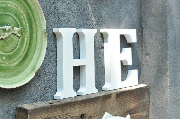 Wooden Letters Small 15cm White Alphabet Wedding Home Birthday - I