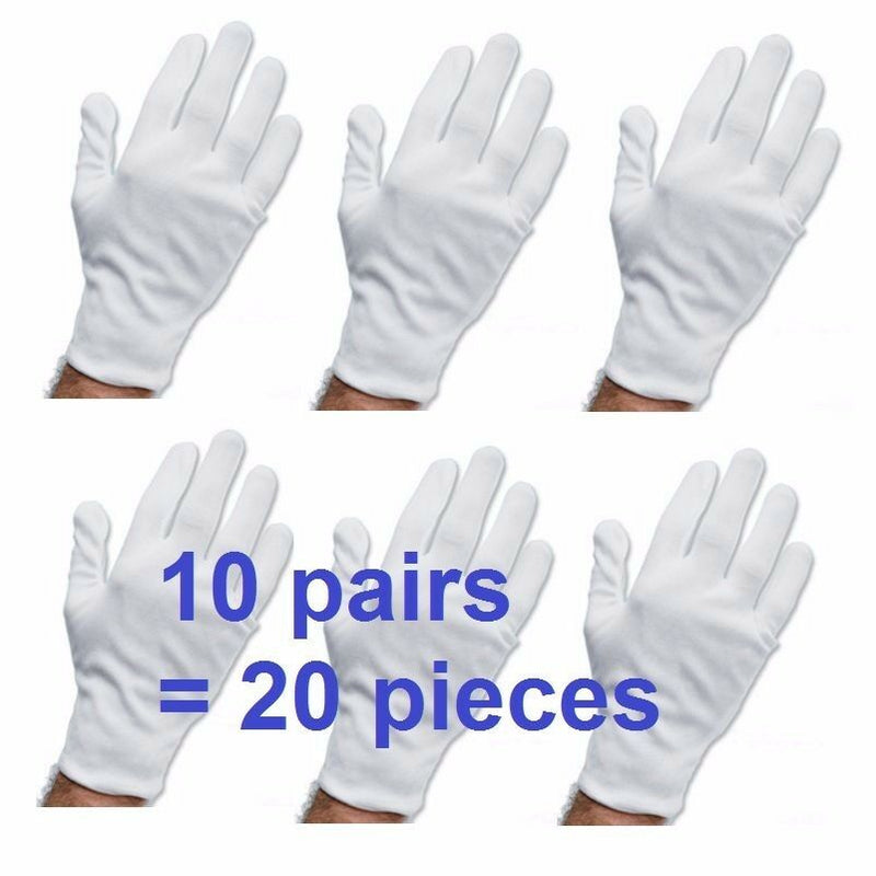 White Work Jewellery Handling Costume Cotton Soft Gloves Boxing 10 Pairs 20 Pcs