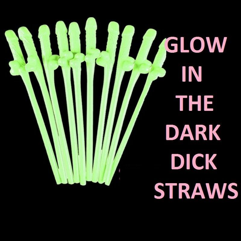 20 Pink Glow In The Dark Willy Drinking Hens Night Games Party Penis Dick Straws