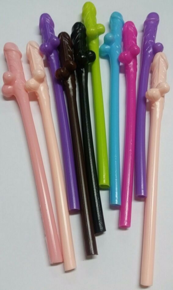 20 X Multicoloured Willy Drinking Nude Hens Night Games Party Penis Dick Straws