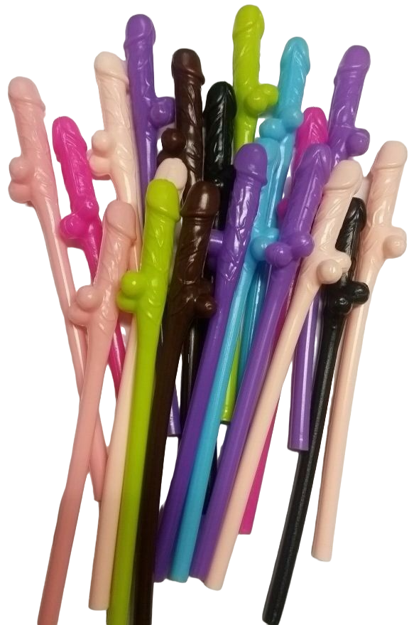 20 X Multicoloured Willy Drinking Nude Hens Night Games Party Penis Dick Straws