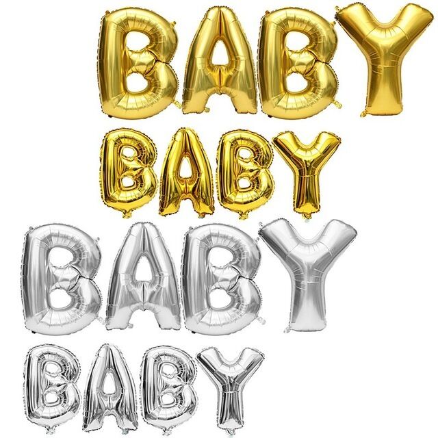 Baby Foil Balloons Shower Party Decorations Gold Silver Large Small