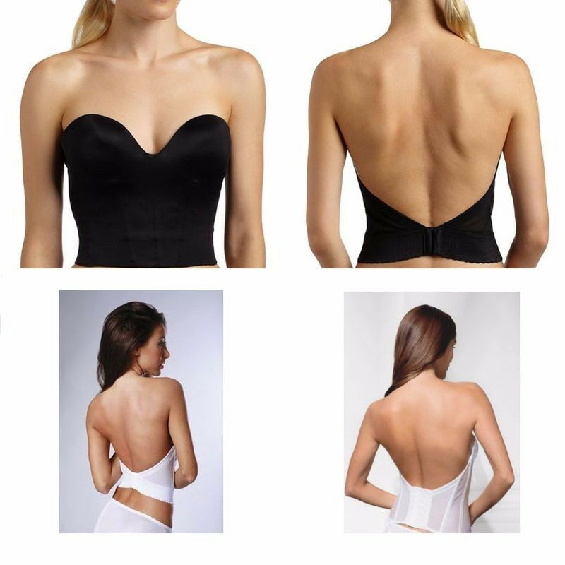 Low Back Bra Extender Womens Strapless Backless Top Dress Strap Black White Nude
