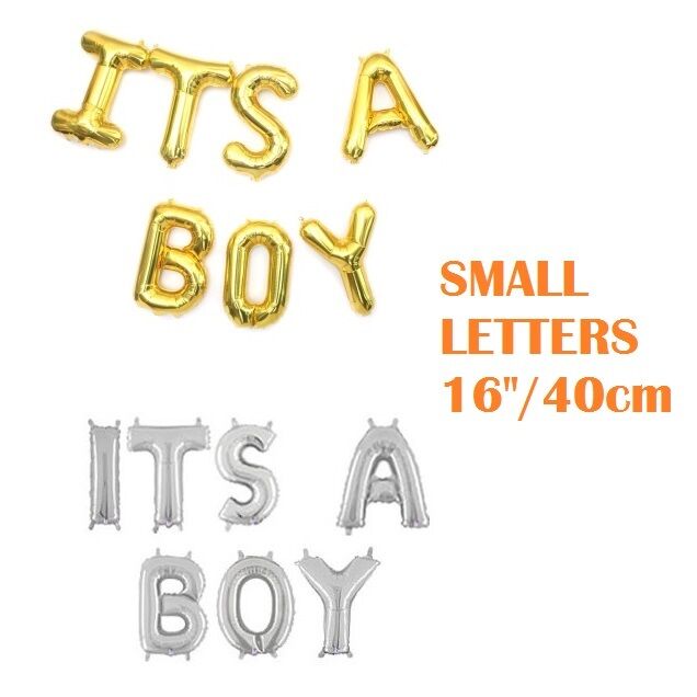 Its A Boy Foil Balloons Baby Shower Party Decorations Gold Silver Small 16''