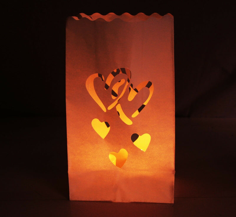 10 x Lantern Bags Tealight Wedding Party Decoration Bag - 5 Hearts