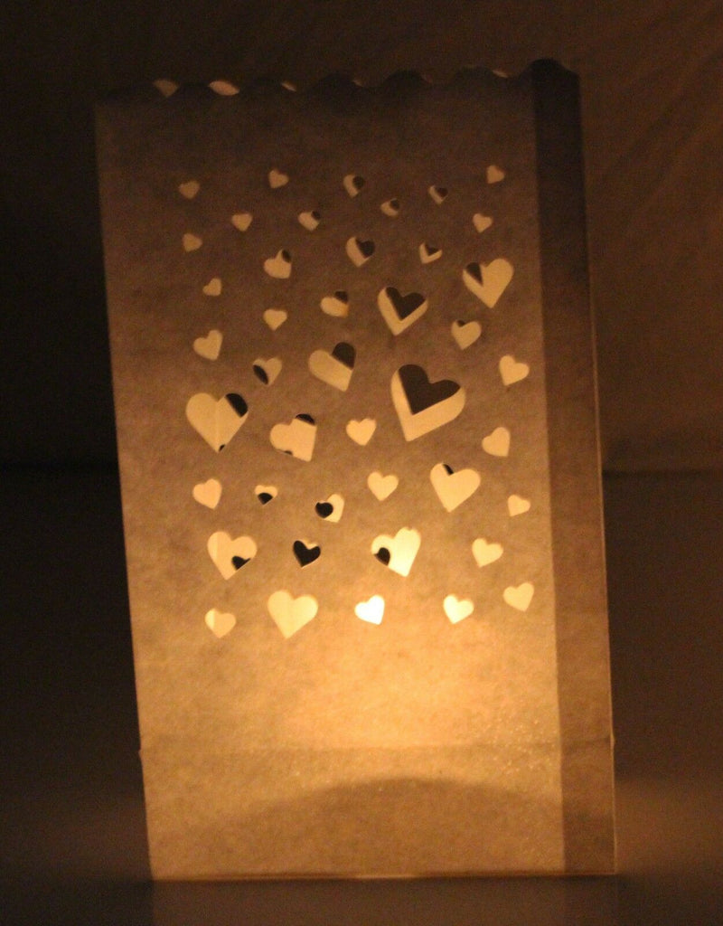 10 x Lantern Bags Tealight Wedding Party Decoration Bag - Many Love Hearts
