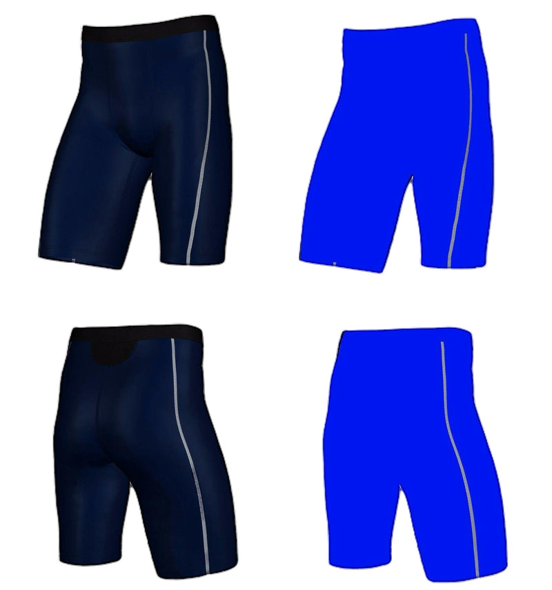Mens Navy / Blue Compression Shorts Gym Running Sport Bike Training White Skins
