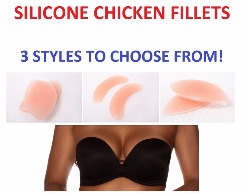 Silicone Bra Inserts Bikini Cleavage Chicken Fillets Womens Push Up - 3 Styles