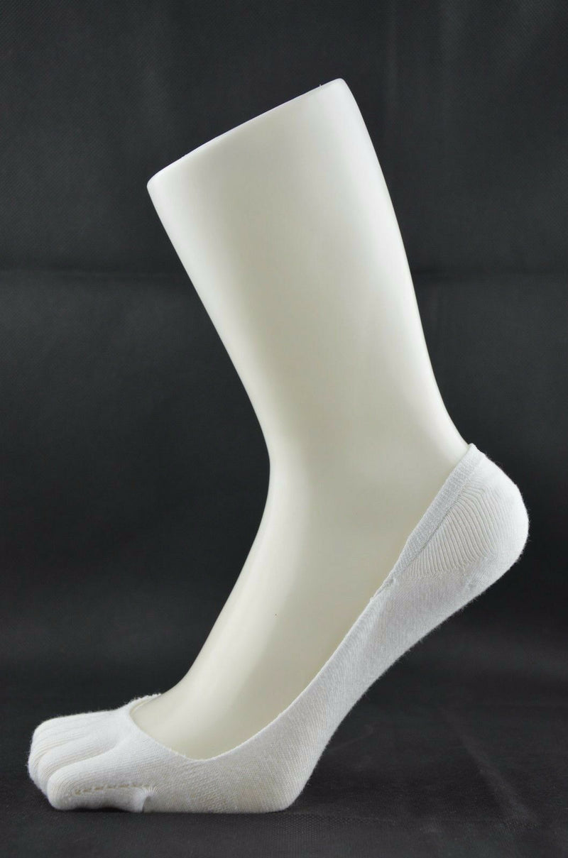 Womens Pair Invisible Anti Slip Five Toe Sock Footlets Sockettes White