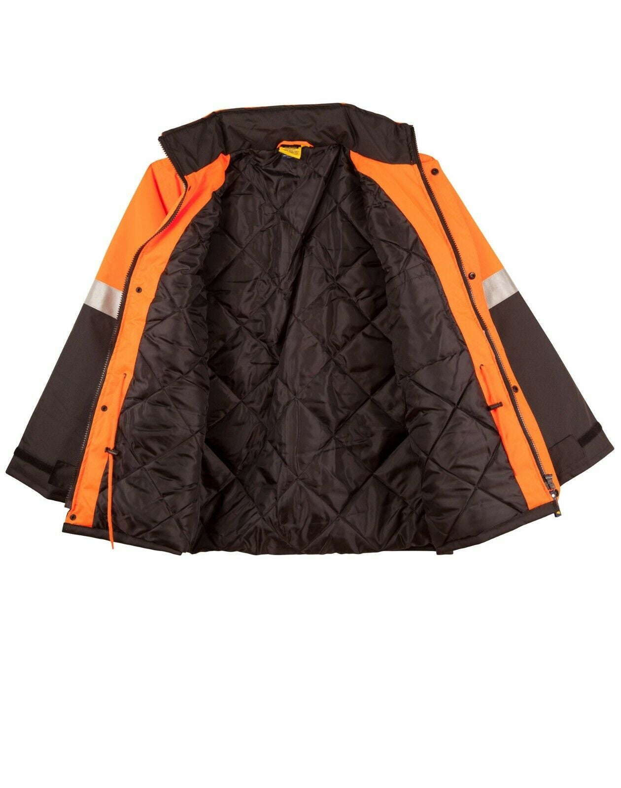 Hi-Vis Two Tone Rain Proof Jacket With Quilt Lining Safety Tradie Work Wear Warm