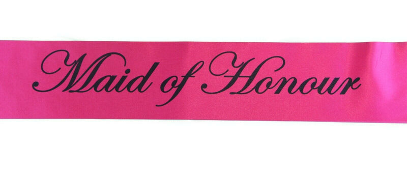 Sashes Hens Sash Party Hot Pink/Black - Maid Of Honour