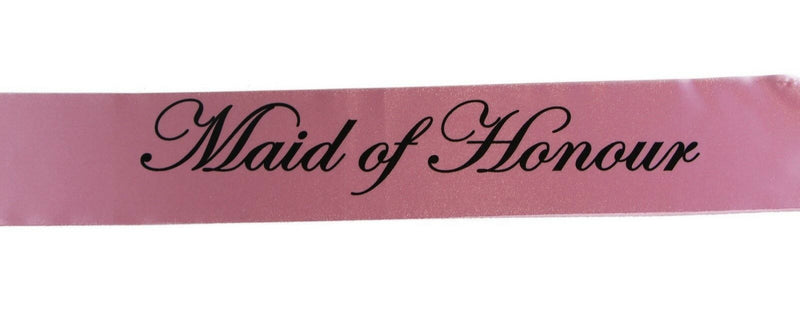 Sashes Hens Sash Party Light Pink/Black - Maid Of Honour