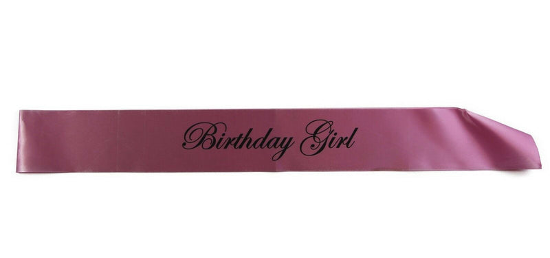 BIRTHDAY GIRL SASH - PARTY - ANY AGE - White Black Light Pink Purple Gold