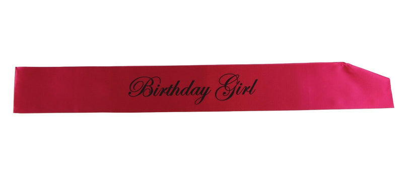 Birthday Girl Sash - Party -  Hot Pink/Black Edwardian Font