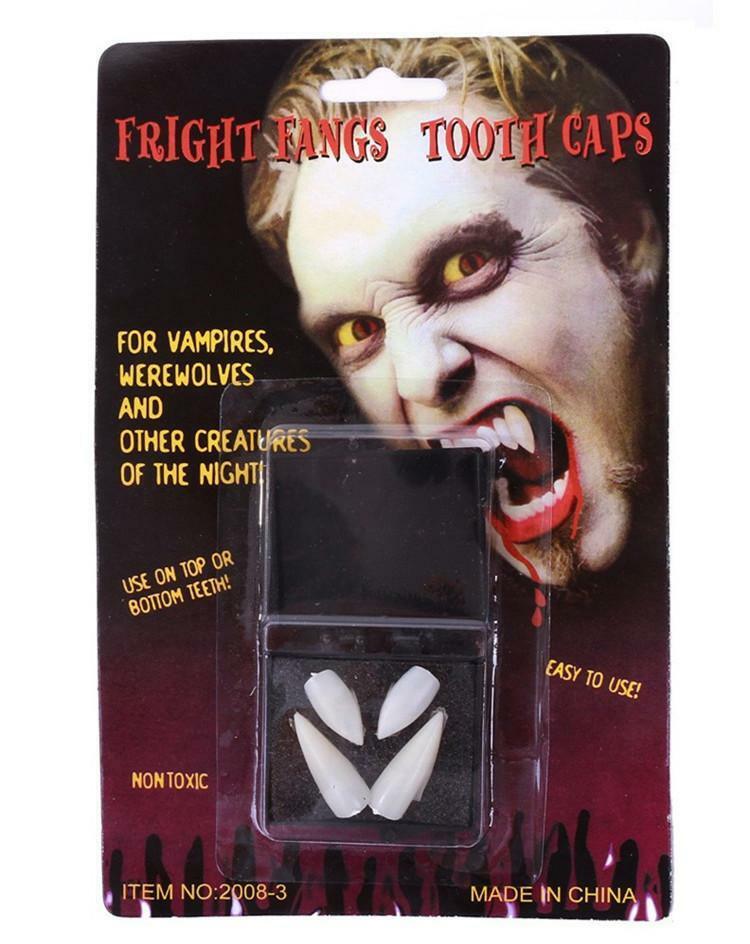 2 Pairs X Vampire Fangs Teeth Tooth Cap Fright Night Werewolf Fangs Halloween