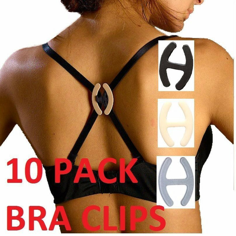Bra Strap 10 Pack Cleavage Control Sports Racerback Running Clasp Holder Clips