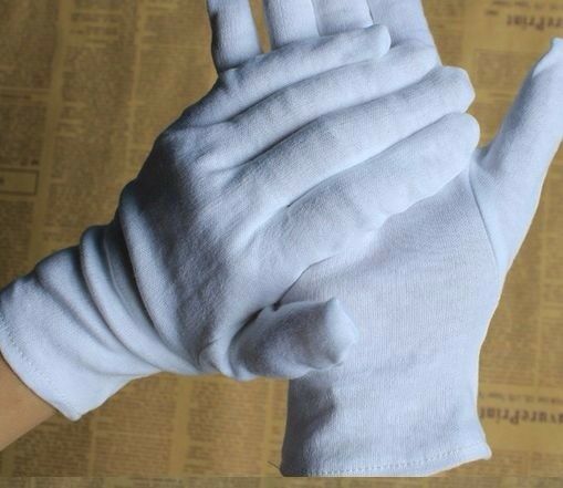 1 Pair 2 Pcs White Work Jewellery Handling Costume Party Cotton Soft Thin Gloves