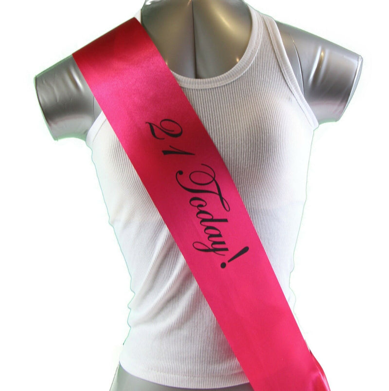 21ST BIRTHDAY SASH - 21 TODAY! PARTY - White Black Light Pink Purple Gold