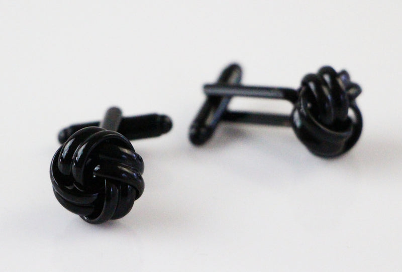 Mens Black Knotted Cufflinks