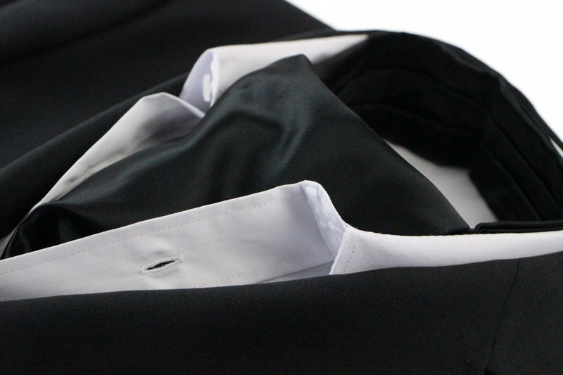 Mens Black Plain Solid Formal Cravat