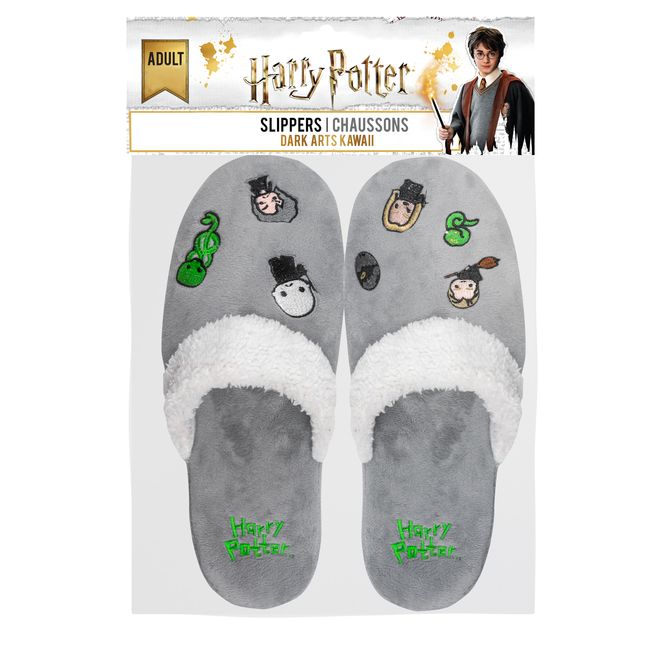 Mens Harry Potter Dark Arts Kawaii Slippers Kawaii Dark Arts - Grey