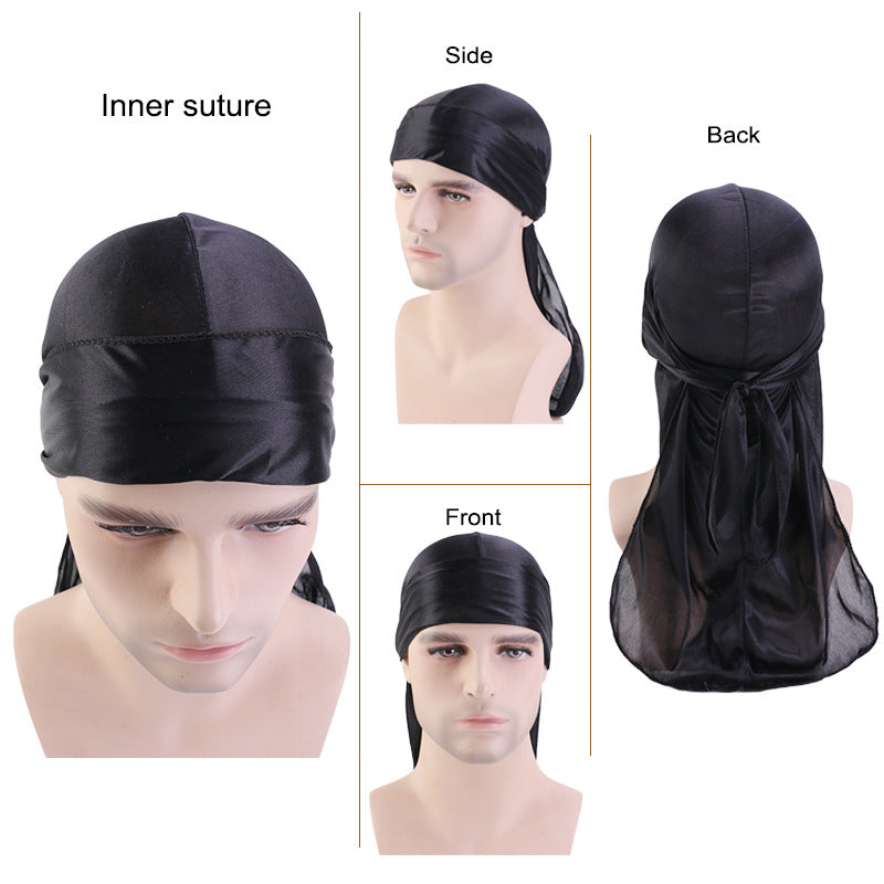 3 x Black Durag Silky Feel Doo Head Wrap Bandana Soft Cap Unisex Mens Womens