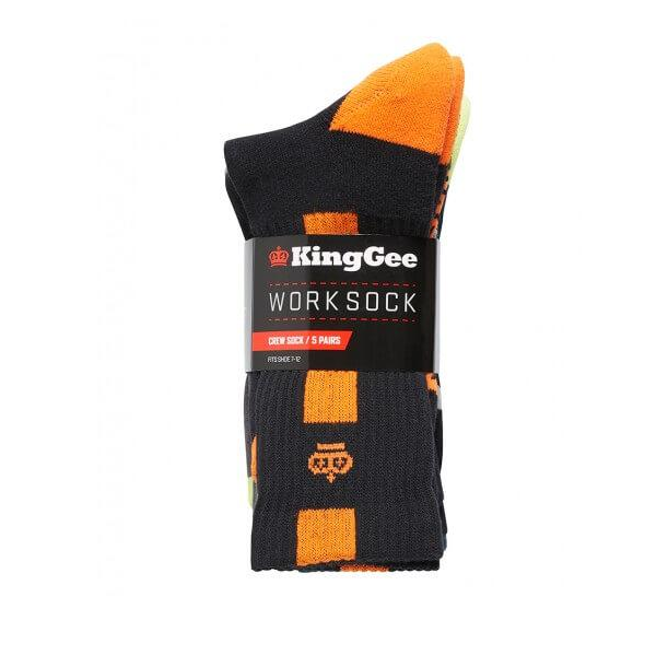 20 X Kinggee Work Socks Multi-Colour Crew Size 7-12