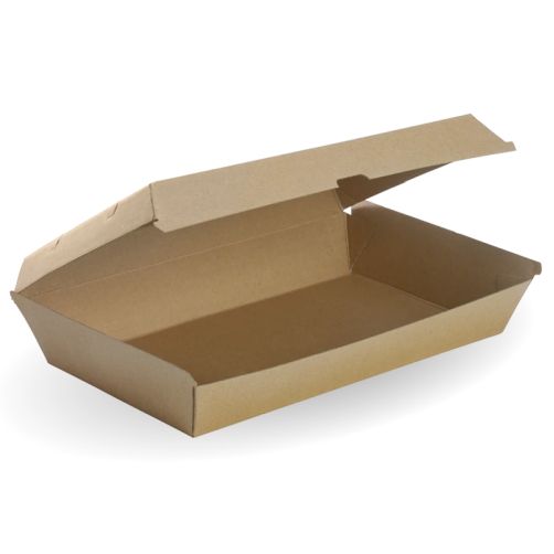 50/100/125 X Kraft Brown Disposable Food Boxes Bulk Takeaway Storage Tray Box