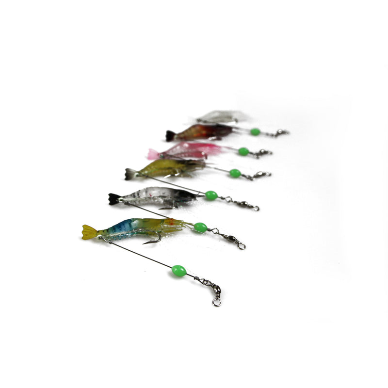 12 X Plastic Fishing Lures Soft Tackle Prawn Shrimp Flathead Bream Cod Bass Glow