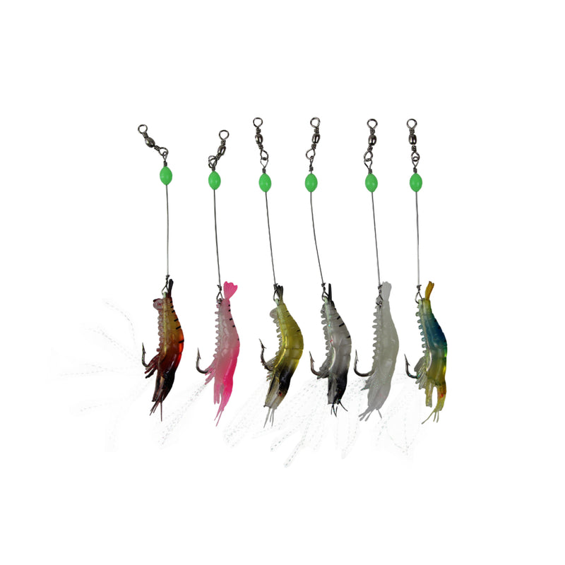 12 X Plastic Fishing Lures Soft Tackle Prawn Shrimp Flathead Bream Cod Bass Glow