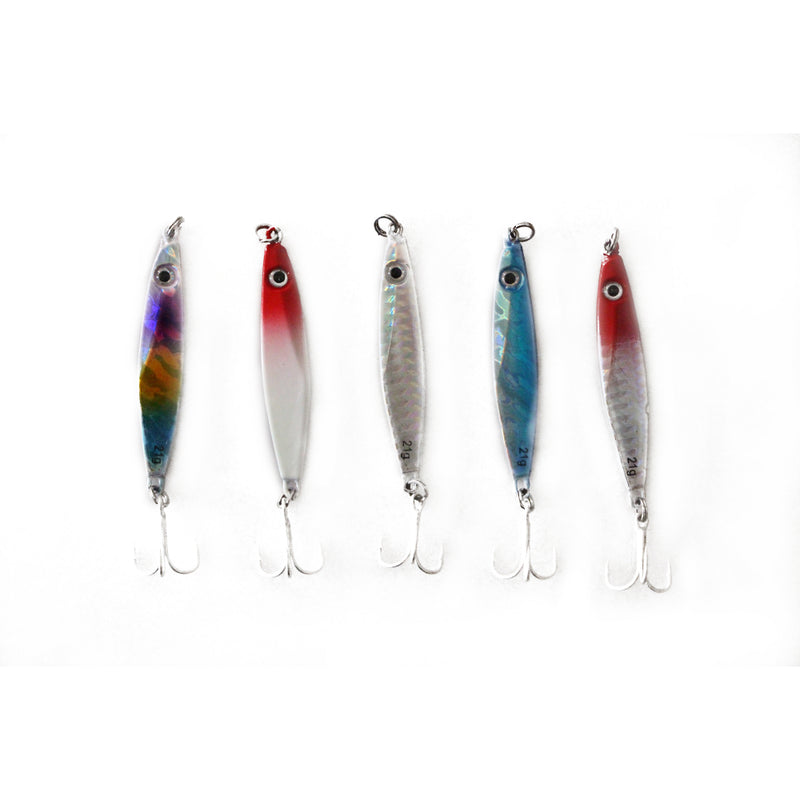 25 X 21G Fishing Lures Metal Slice Micro Jig Bait Spoon Tackle Salmon Mackerel