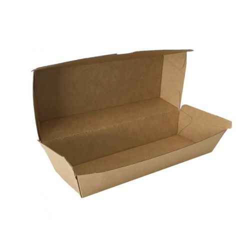 50 X Kraft Brown Disposable Hot Dog Boxes Bulk Takeaway Party Box