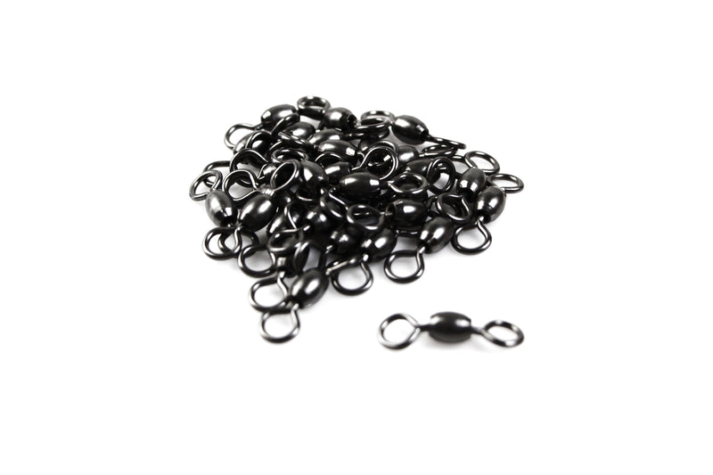 120Pcs X Black Brass Barrel Fishing Swivel Ball Bearing Tackle Swivels