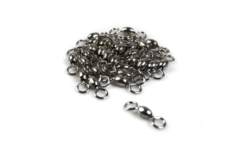 90Pcs X Silver Brass Barrel Fishing Swivel Ball Bearing Tackle Swivels