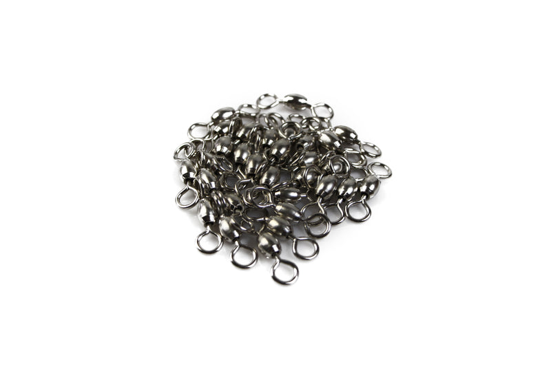 60Pcs X Silver Brass Barrel Fishing Swivel Ball Bearing Tackle Swivels