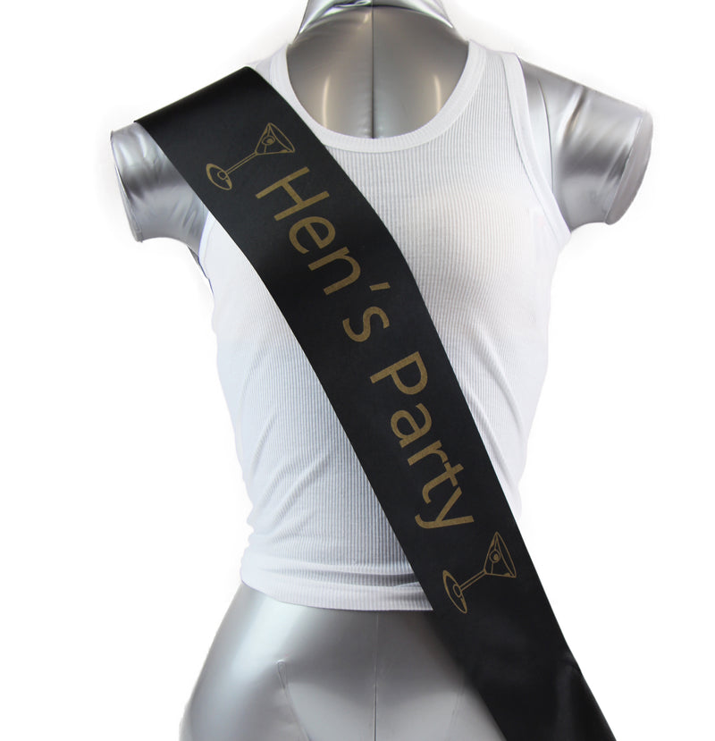 Bridal Hens Night Sash Party Black/Gold - Hen's Party