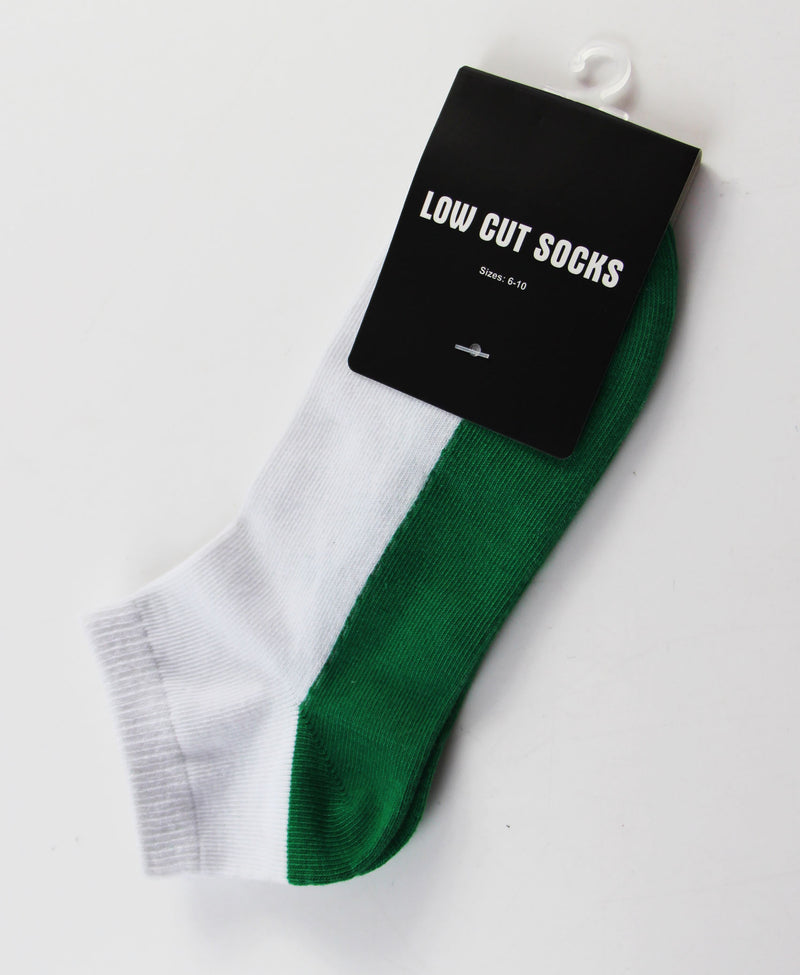 1 x Mens White & Green Low Cut Socks