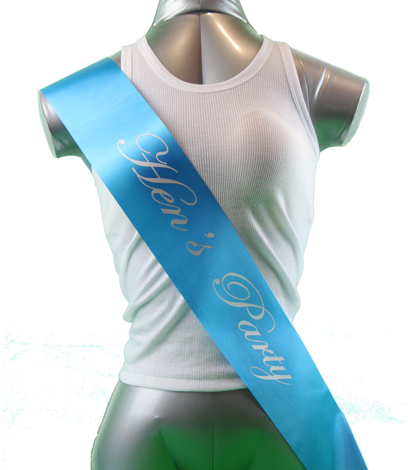 Sashes Hens Sash Party Bridal Light Blue/Silver - Hen's Party
