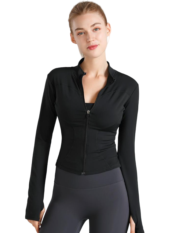 Womens Quick Drying Fitness Jacket Stretchy Black - L