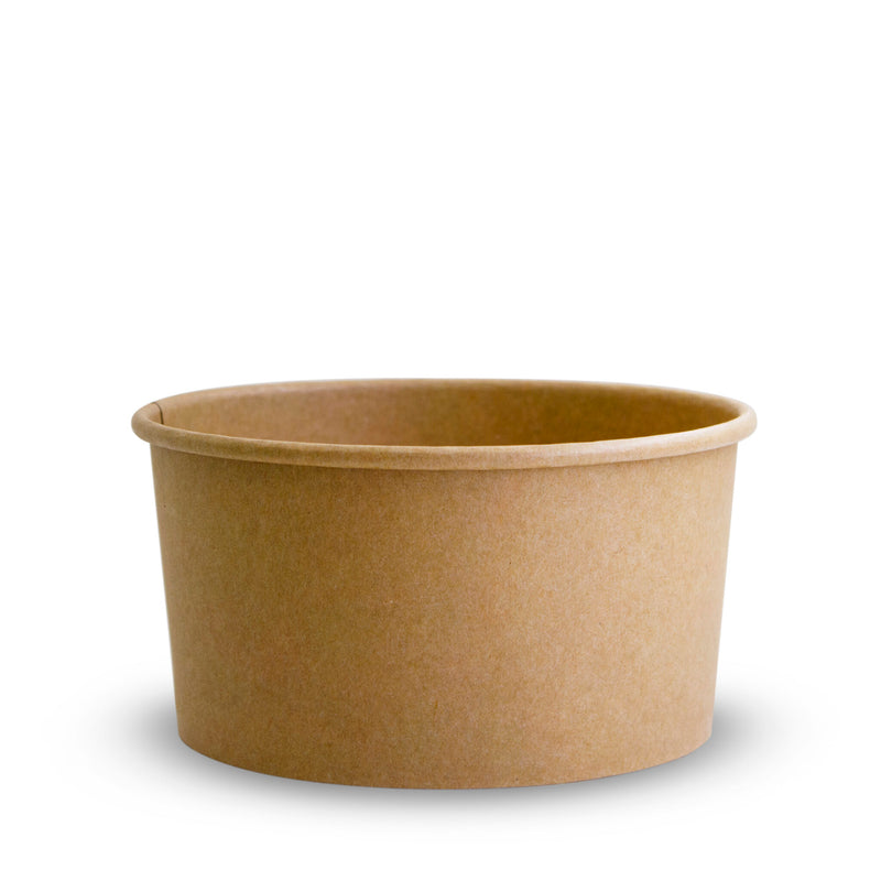 200 X Brown Kraft Paper Food Bowls And Lids 1000Ml