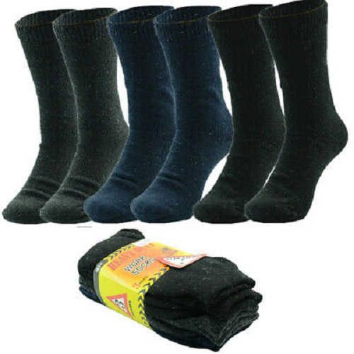 12 Pairs X Mens Heavy Duty Thermal Tough Cotton Work Winter Crew Socks