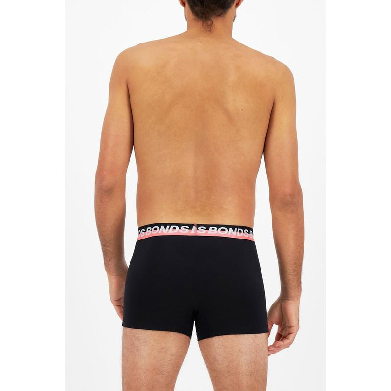 4 x Mens Bonds Stretchables Everyday Trunks Underwear Black With Pink Band