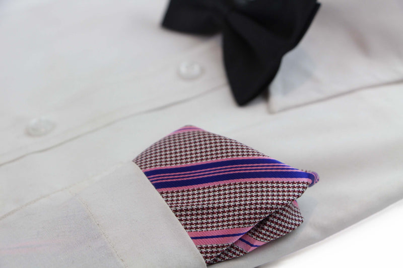 Mens Pink Purple & Red Silk Pocket Square